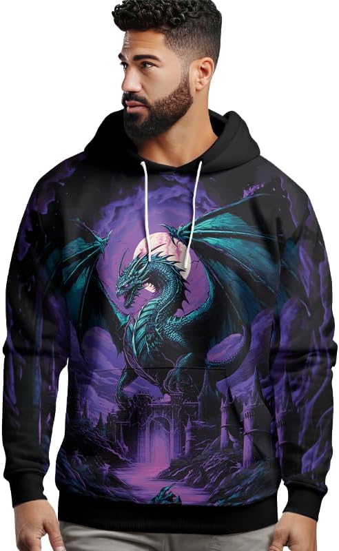 Dragon Unisex Hoodies AOP Men's Pullover Hooded Sweatshirt with Pocket