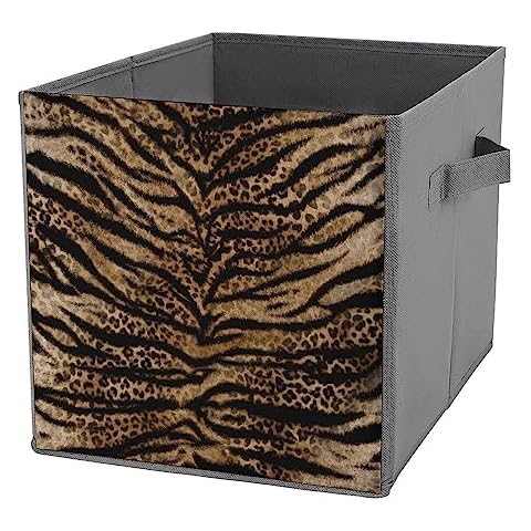 Leopard Print Collapsible Storage Bins 11 x 11 Cover