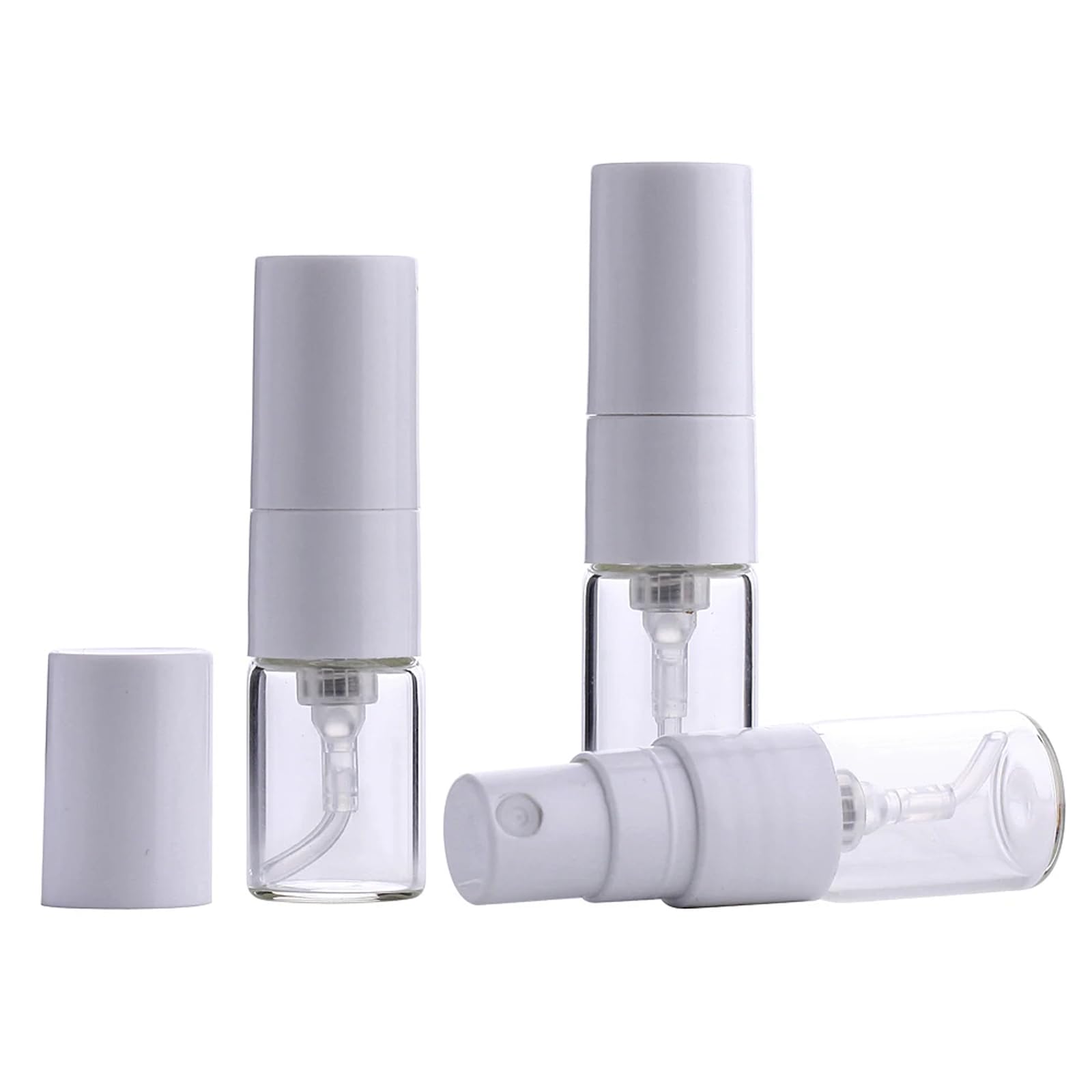 Mini Botella de Perfume de 1/ 2ml, 100 unids/Lote, Botellas vacías rellenables con pulverizador Blanco, envases cosméticos, atomizador portátil