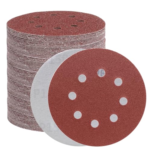 BODHTAT ディスクペーパー 125mm #150番 100枚入セット サンダー ペーパー マジック式 8穴 サンディングペーパー 丸型 サンディングディスク 電動サンダー用サンドペーパー 木工DIY作業に 車の研磨 ヘッドライトの研磨 金属磨き用