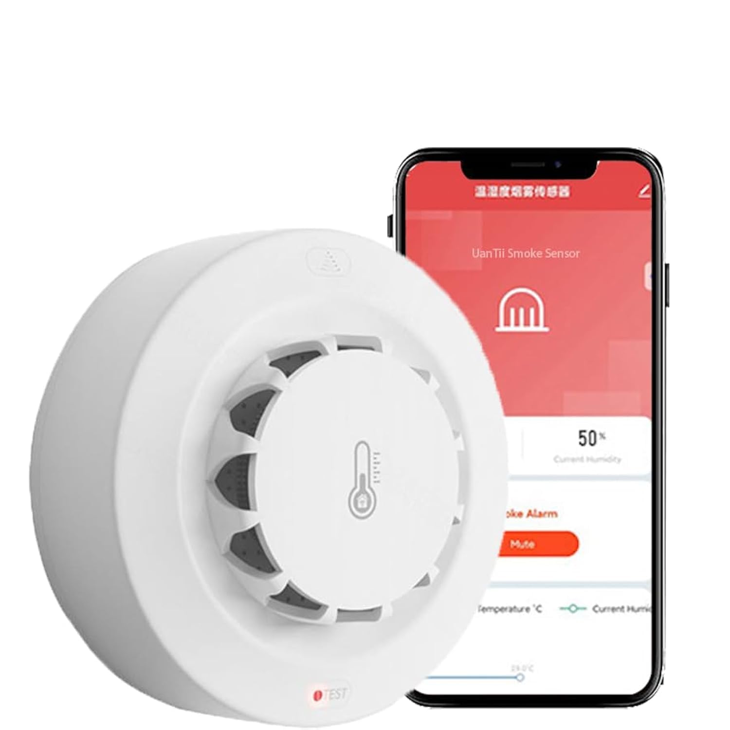 UanTii Tuya WiFi Smoke Alarm Temperature And Humidity Detection 3 In1 Sensor Smart Life Firefighter Compatible With Alexa Google Home