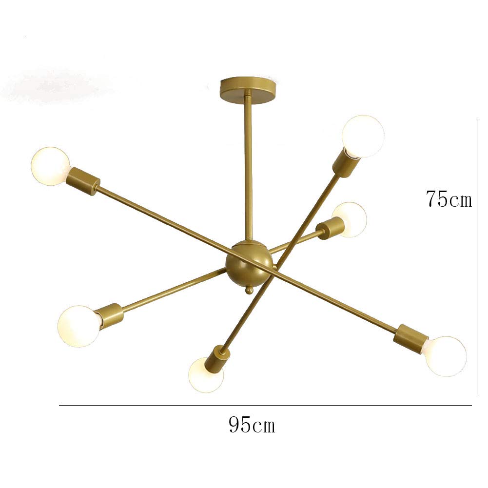 Lampadario Moderno a 6 luci Sputnik Mid Century, Lampada a Sospensione Industriale in Ferro per Cucina, Sala da Pranzo, Soggiorno - Nero. È così Gentile da Parte Tua.