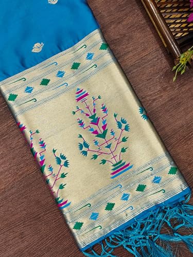 Image of DEVANGI Women's Woven Paithani Banarasi Silk Dupatta /Chunni For Women, Floral Print 1 Meter Wide and 2.3 Meter Length Printed Designer Dupatta /Chunni For Girls