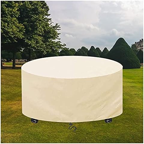 Gartenmöbel Abdeckung Rund Ø300x80cm Beige 420D Oxford Outdoor Gartentisch Schutzhülle Abdeckungen Cover