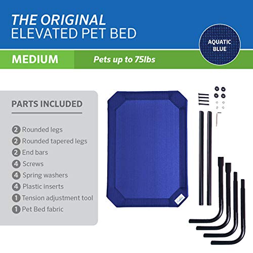 Image of Coolaroo Original Elevated Dog Bed - Breathable Off-The-Ground Pet Bed with Cooling Fabric, Joint Relief & Moisture-Resistant Fabric, 100% Recyclable, Easy Clean, Aquatic Blue, Medium