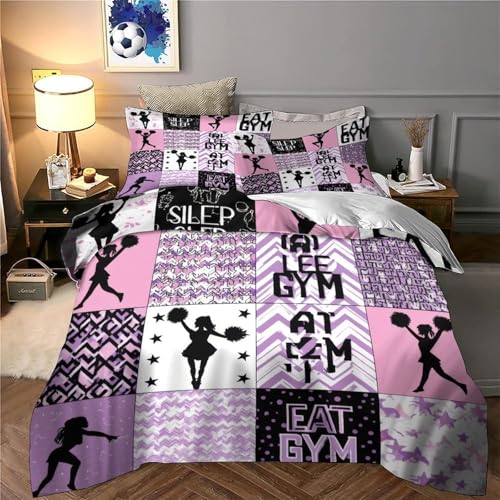Parure de lit microfibre avec housse de couette patchwork fitness 3D imprimé single