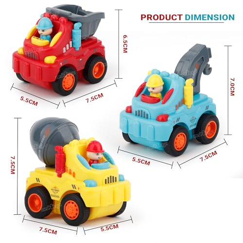 Image of Zest 4 Toyz Unbreakable Automobile Car (Pack of 2) Friction Powered Cars Construction Truck Push and Go Car Tractor Crane Cement Mixer Truck Dumper Toy for Boys & Girls (Random Color)