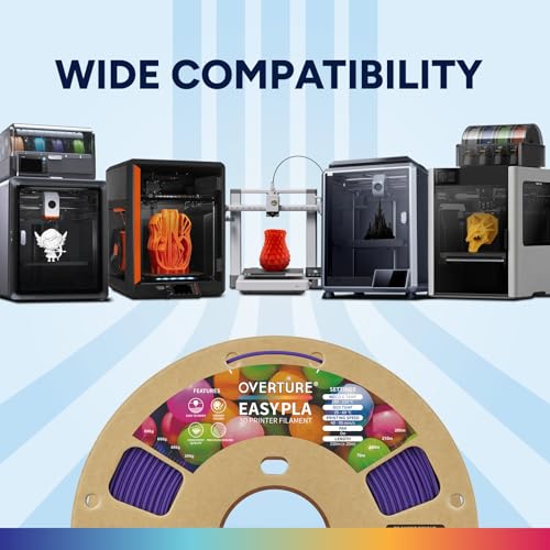 Image of OVERTURE Easy PLA 1.75mm 3D Printer Filament, 1kg PLA Cardboard Spool (2.2lbs), Dimensional Accuracy + /- 0.02mm, Fit Most FDM Printer (Easy Purple)