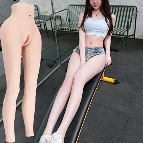 AJIU Calça de silicone para Crossdressing comprimento até o tornozelo, roupa íntima falsa vagina hip
