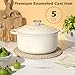 Enameled Cast Iron Dutch Oven - Umite Chef 5QT Pot with Lid & Cotton Potholders - Heavy-Duty Cookware for Bread Baking, Braising, Stews, Roasting(Cream White)