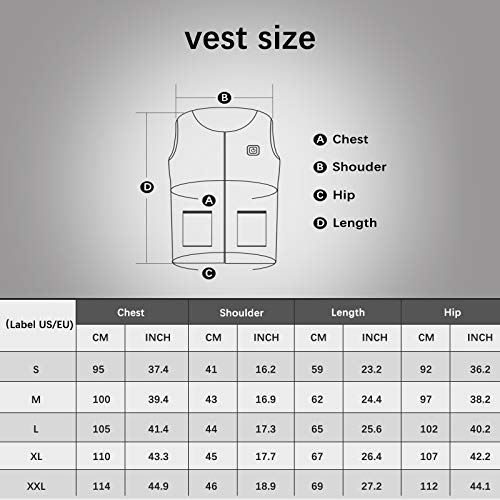 Electric Warm Heated Vest USB Charging Lightweight Heating Jacket Washable Warmer Waistcoat Winter Heated Apparel (XL) - Thumbnail 2
