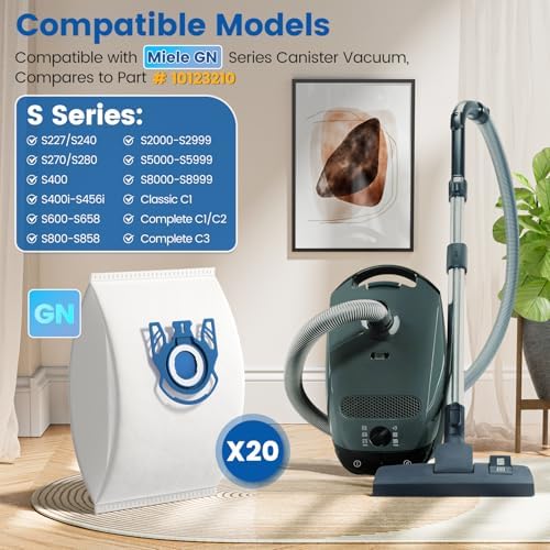 20 Pack 3D Airclean GN Vacuum Bags Compatible with Miele Classic C1, Complete C1, Complete C2, Complete C3, S227 S240, S270, S400, S2, S5, S8 Series Canister Vacuum Cleaner - Thumbnail 5