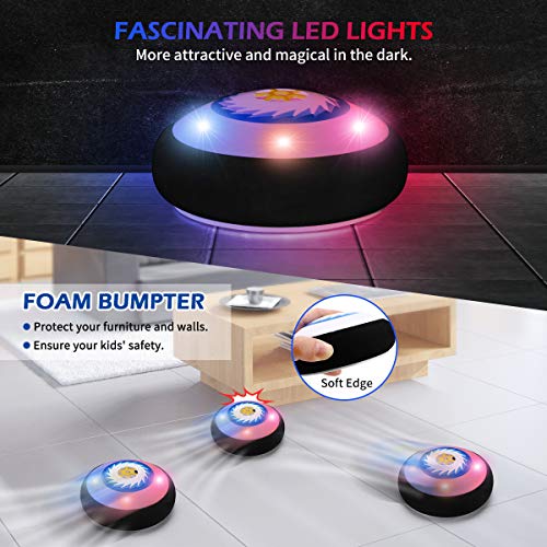 Hover Hockey Set Boys Toys - 2 in 1 Hockey & Soccer Sport Toys With 2 Goals, Hover Ball With LED Lights, Multiplayer Hockey Games, Toys for 3 4 5 6 7 8 9 10 11 12 Year Old Boys Girls Kids Best Gift