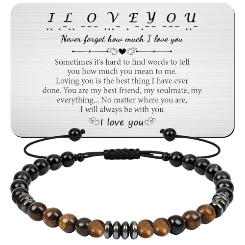 Pulsera I love You con código Morse para hombre miniatura 1