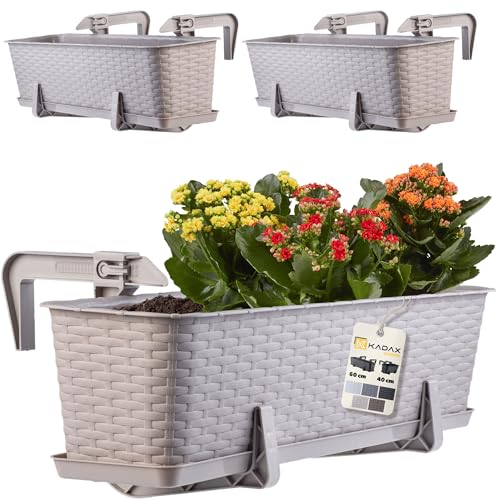 KADAX Blumenkasten 60 cm 3er Set Balkonkasten – Kunststoff Pflanzkasten für Balkon & Garten, Karamell, Wetterfest & Stabil, Ideal für Blumen & Kräuter