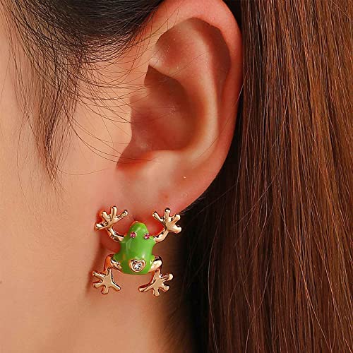 Yienate Einzigartige Frosch Ohrringe Schöne Grüne Frosch Ohrstecker Tropfen Ohrringe Mode Tier Ohrschnalle Ohrringe Schmuck Für Frauen Mädchen Cover