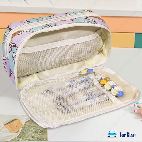 Image of FunBlast Pencil Pouch for Girls- Kawaii Pencil Pouch, Aesthetic Pencil Case Organizer, Large Capacity Stationary Organizer Case, Multipurpose Zipper Pouch for Kids & Adults (B)
