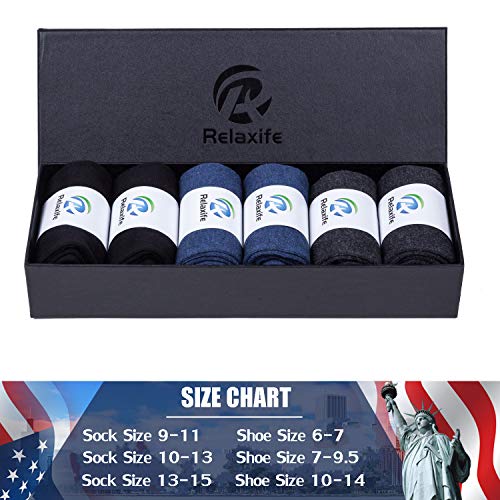 Image of Mens Classic Cotton Dress Socks Thin Lightweight for Office Business Non-binding Comfortable Casual Crew Socks Black 6 Pack