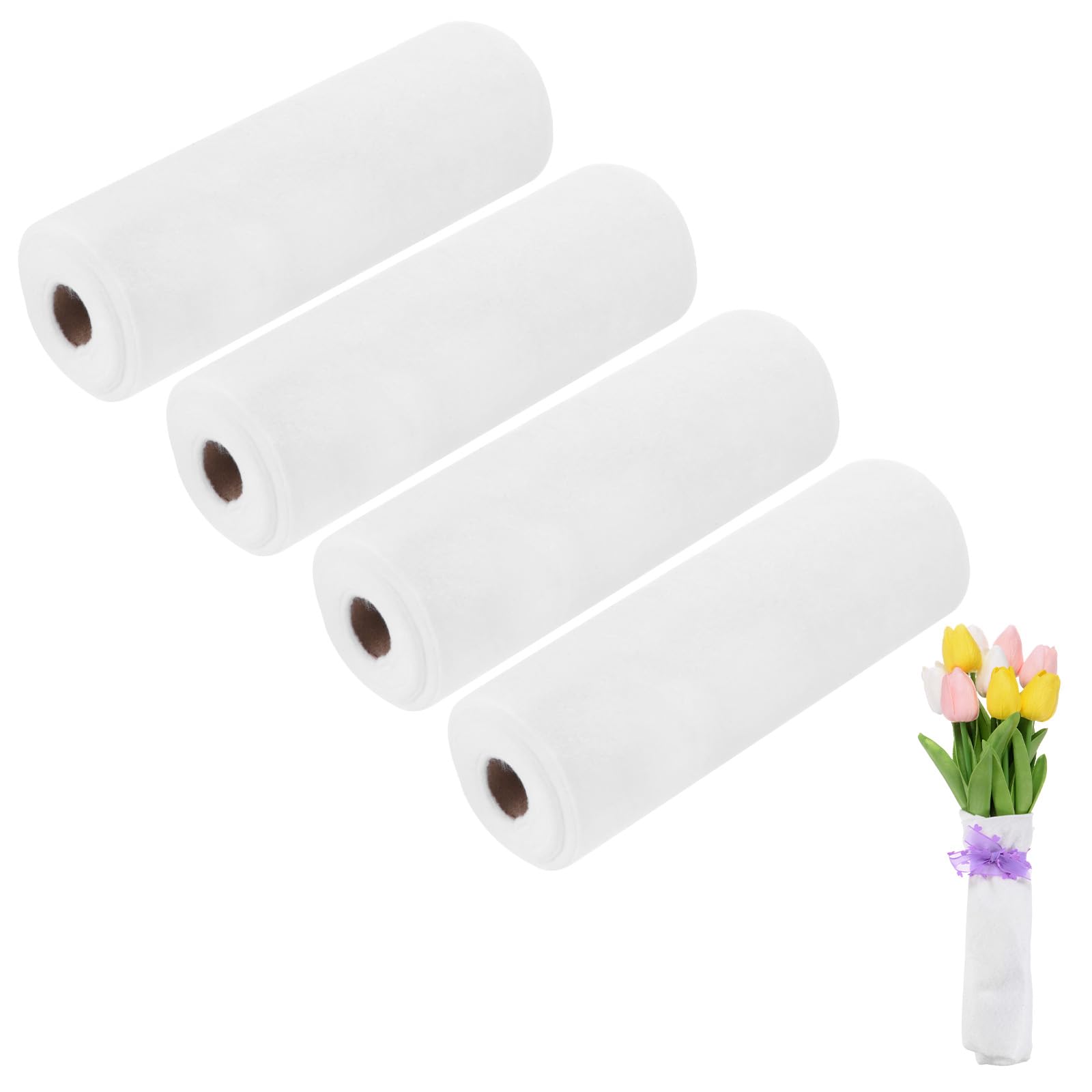 M METERXITY 4-Rollen Blumenwasser absorbierende Baumwolle, 11,8x118 Zoll / 30cmx3 Meter Frische Blumenwasser-Retentionsbaumwolle für Floristenbedarf[Weiß]