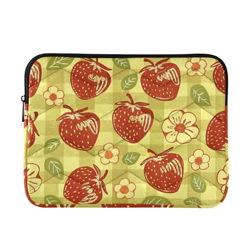 Funda acolchada para laptop con diseño Retro de fresas (15-16 pulg.)