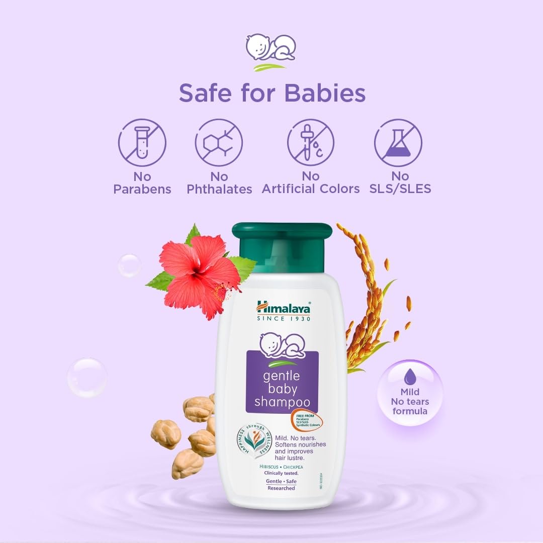 Himalaya Gentle Baby Shampoo 600ml | No Tears formula | Cleanses, softens and nourishes baby's hair (Pack of 2) - Image 9 thumbnail