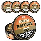 BaccOff, Smooth Peach Pouches, Premium Tobacco Free, Nicotine Free Snuff Alternative (5 Cans)