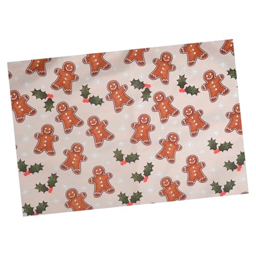 Image of Dining Table Mats Set of 6 - Gingerbread Man Theme,Digital Print, Washable, Indoor /Outdoor, Heat-Proof, Wipe & Clean (47X33 cm) Cream & Brown
