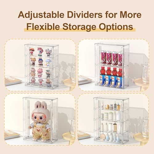 Image of BOHOIDEE 4 Tiers Clear Display Case for Figures, Acrylic Storage Organizers