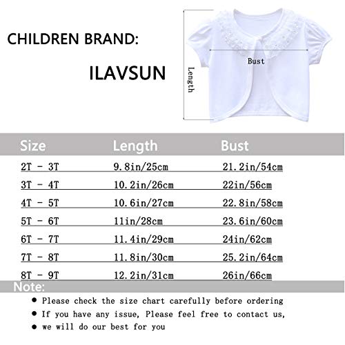 Girl Lace Bolero Shrug Cardigan - Little Girl Short Sleeve Lace Flower Shrug Sweater 3T - 4T White #TOP6