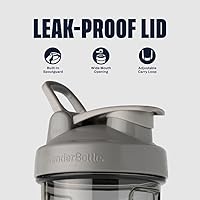 Vista 2 de BlenderBottle - Botella agitadora Pro Series perfecta para batidos de proteínas y preentrenamiento, 24 onzas, color gris humo