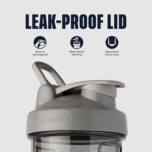 Miniatura 3 de BlenderBottle - Botella agitadora Pro Series perfecta para batidos de proteínas y preentrenamiento, 24 onzas, color gris humo