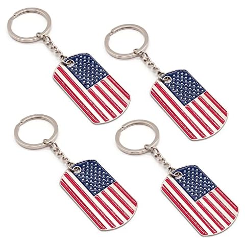 VTEAS Official American Flag Key Chains - USA Patriotic Flag Car Key Chain - Metal Key Rings Smooth Finish - Ranger Souvenir Men - Souvenir Gifts - Set of 4 (4) Cover