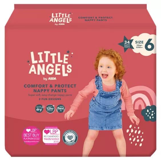 ASDA Little Angels Size 6 Nappy Pants 34 Pack