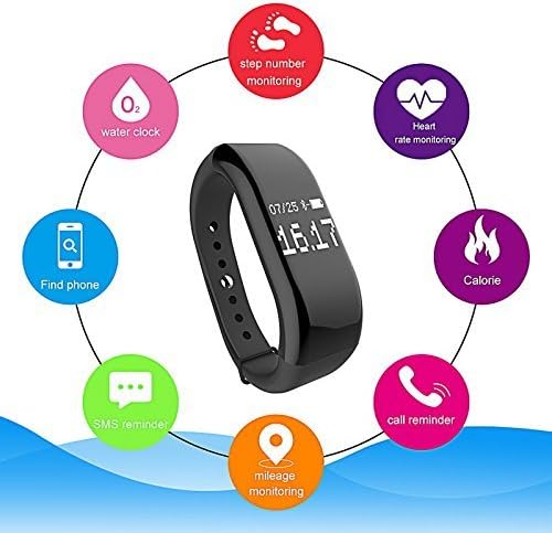 Fitness Tracker Watch -Dream Fish V66 Smart Band with Step Tracker Heart Rate Monitor Smart Sports Wristbands,Pedometer and Sleep Monitor Smart Watch for iPhone & Android Phones- Black
