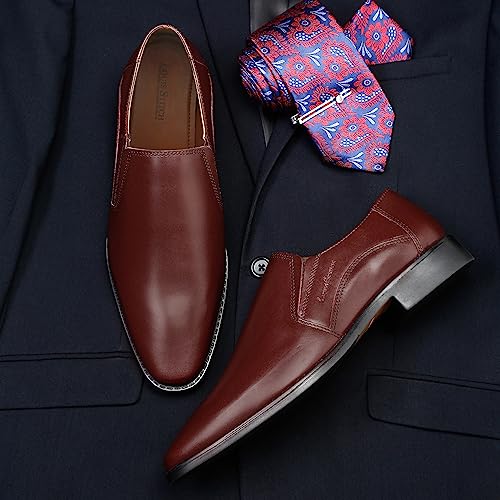 Image of LOUIS STITCH Men's Italian Leather Shoes Mocassin Comfortable Slipon Handcrafted Formal Loafers for Men RXSORW Size