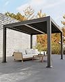 Garveelife All-Aluminum Louvered Pergola 10 ft x 12 ft, Outdoor Pergola with Adjustable Louvered Roof, Reinforced Aluminum Frame, Integrated Drainage System, Hardtop Gazebo for Patio, Deck, Gray