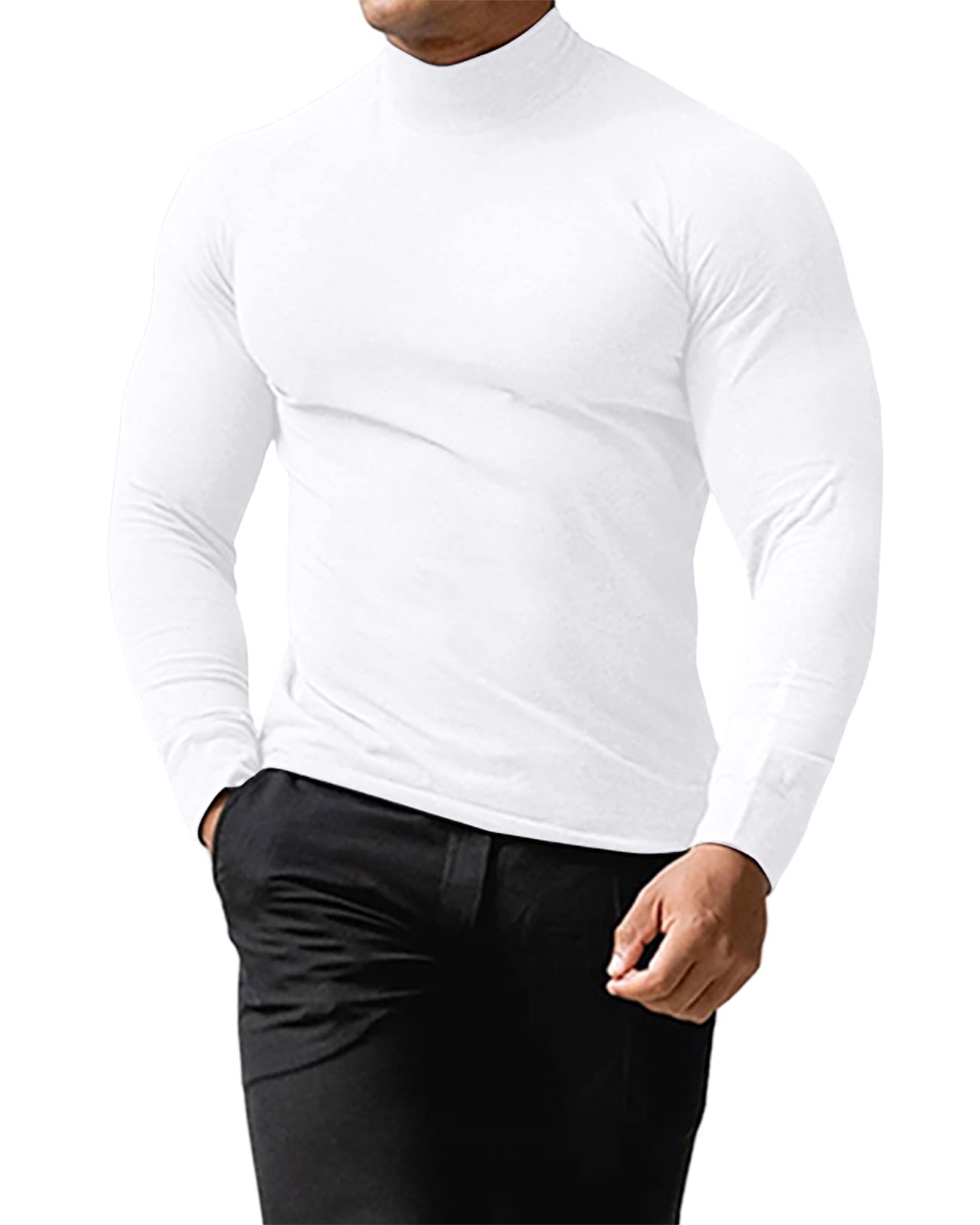 Cooleep Maglione Dolcevita Uomo Invernale Cotone Maglia Pullover Collo Alto Maniche Lunghe da Uomo M-3XL