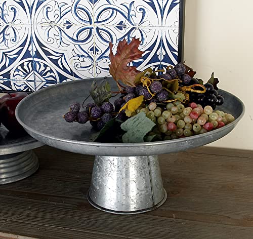 Deco 79 Metal Galvanized Cake Stand, 16" X 16" X 7", Gray #TOP1