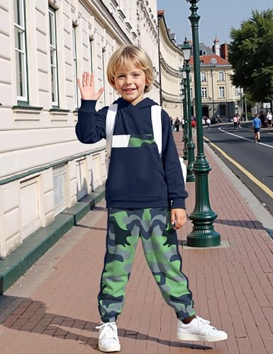 Image of Boys Clothes Boy Outfits 2-Piece Long Sleeve Hoodie and Camouflage Pants Boys Fall Winter Clothes for 6-16 Years