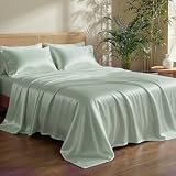Pillcase Luxury Tencel & Viscose Derived from Bamboo Sheet Set Deep Pocket Cooling for Hot Sleepers Silky Smooth Hypoallergenic Breathable Bedding, 1 Year Quality Promise (Olive Green, Queen)