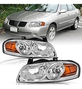 JDM Style Headlights For 2000-2003 Nissan Sentra - Black Housing With Amber Reflectors, Pair 3 thumbnail image