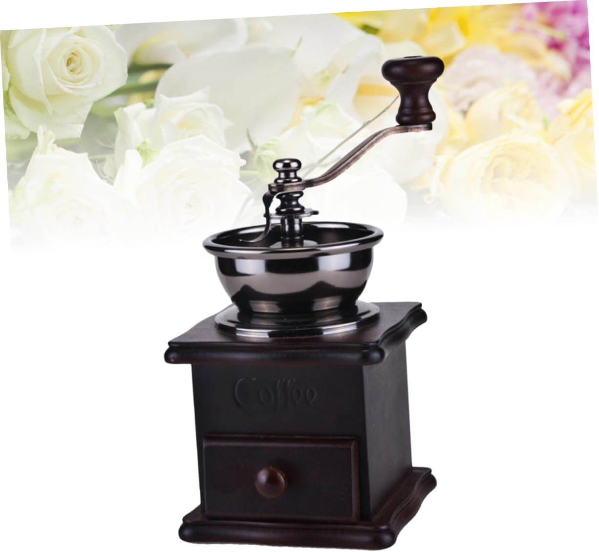 Amosfun Hand Coffee Bean Burr Grinder Manual Coffee Bean Mill Wooden Retro Burr Mill