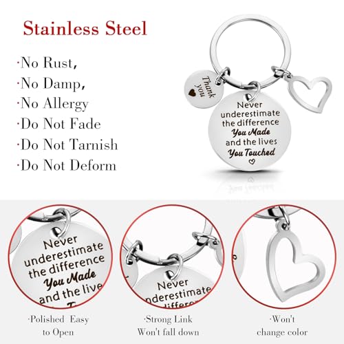 Tyqour Teacher Appreciation Gifts for Women, Teacher Keychain, Best Teacher Birthday Gifts End of Year Teacher Gift(Silver) - Image 5