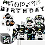 Largement Applicable:Ces jeu vidéo fournitures de fête conviennent pas seulement aux fête d'anniversaire à thème de jeu vidéo, mais également aux compétitions de jeux vidéo, aux decoration anniversaire jeu vidéo, fête sur le thème du jeu vidéo,ou à toute autre célébration d'esports.