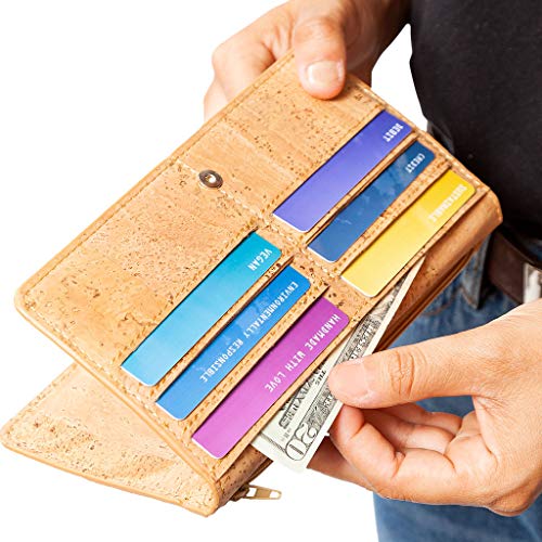 Cork Wallet Women Vegan Slim for Cards, Notes and Coins Natural Color4