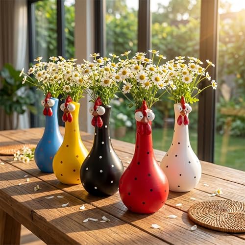 Figura de gallo de cuello largo para estante de escritorio y jarrón de flores 3
