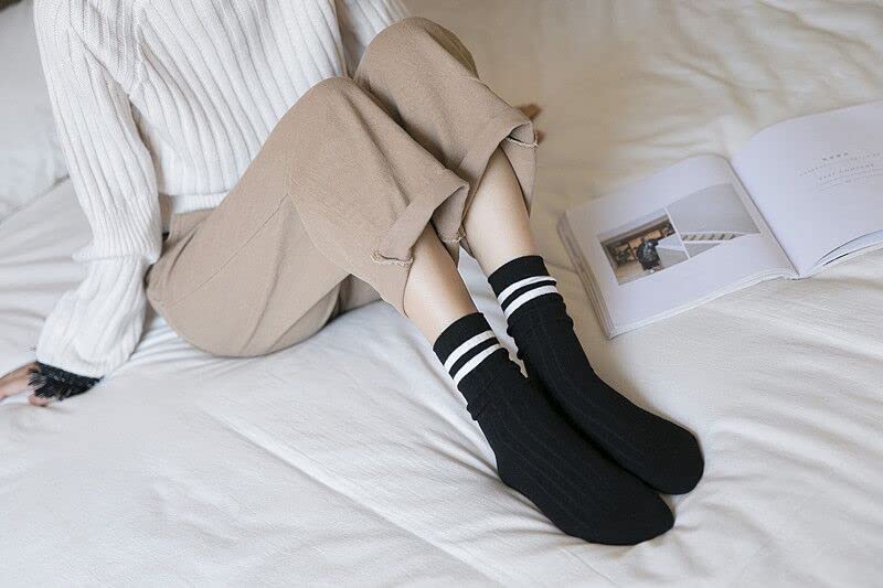 ACCFOD Womens Striped Crew Socks 5-10 Pairs Cute Retro Long Socks Vintage Fun Fashion Athletic Aesthetic High Socks for Women4
