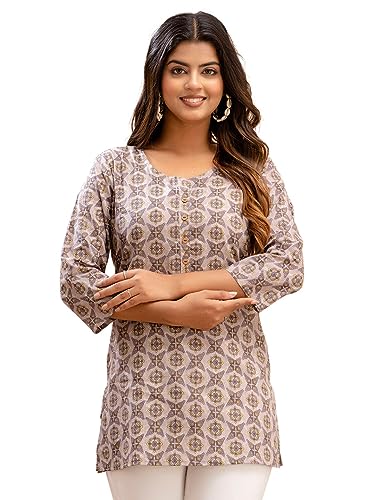 Image of feranoid Women Cotton Printed Straight Short Kurti