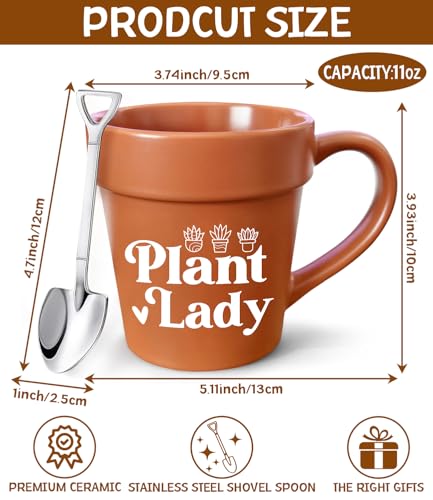 Taza cerámica con cuchara pala y diseño de planta 11 oz miniatura 2