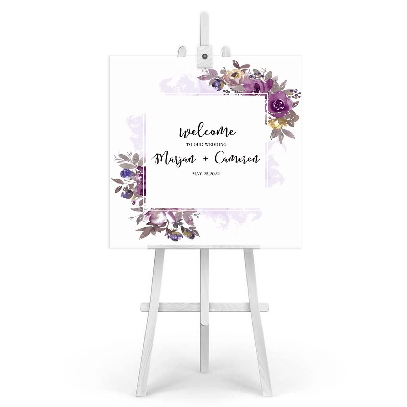 Holzschild mit Aufschrift "Welcome to Our Wedding", Hochzeitsschilder, personalisierbar, für Hochzeitsfeier, Willkommensschild für Hochzeitsempfang, 50,8 x 50,8 cm